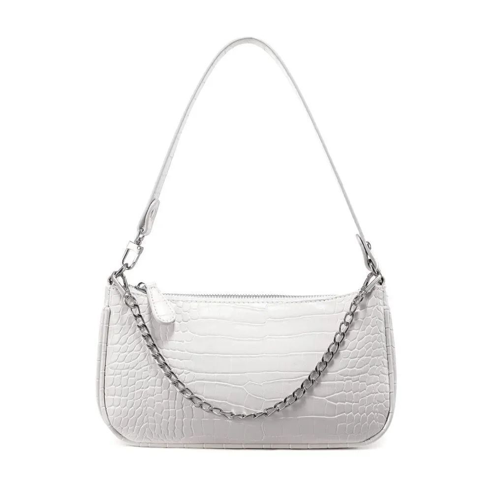 Crocodile and Chain Shoulder Bag